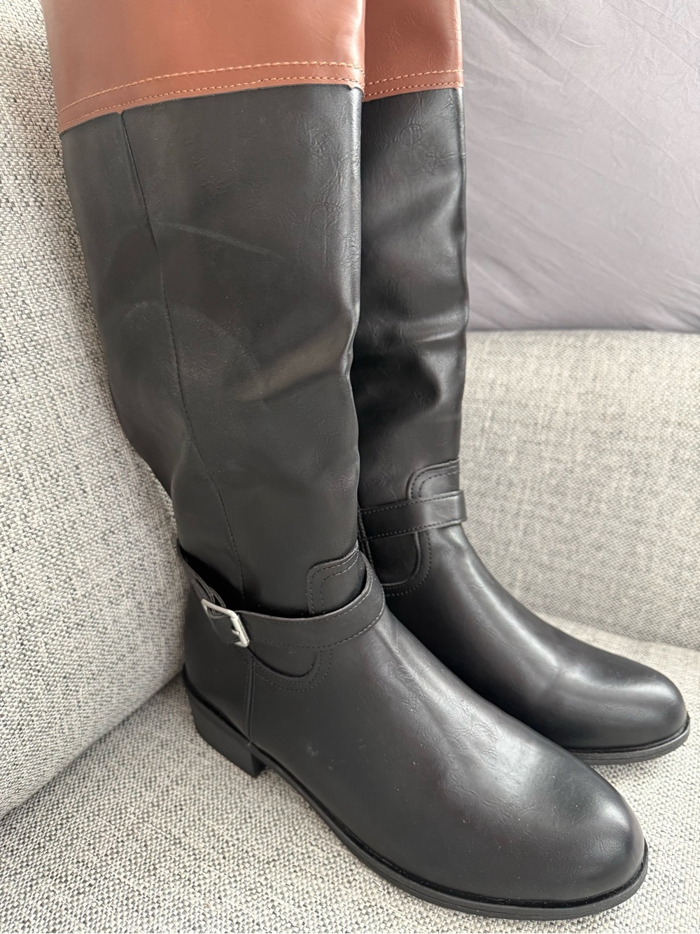 St. John Two-Tone Knee Boots in Black and Brown